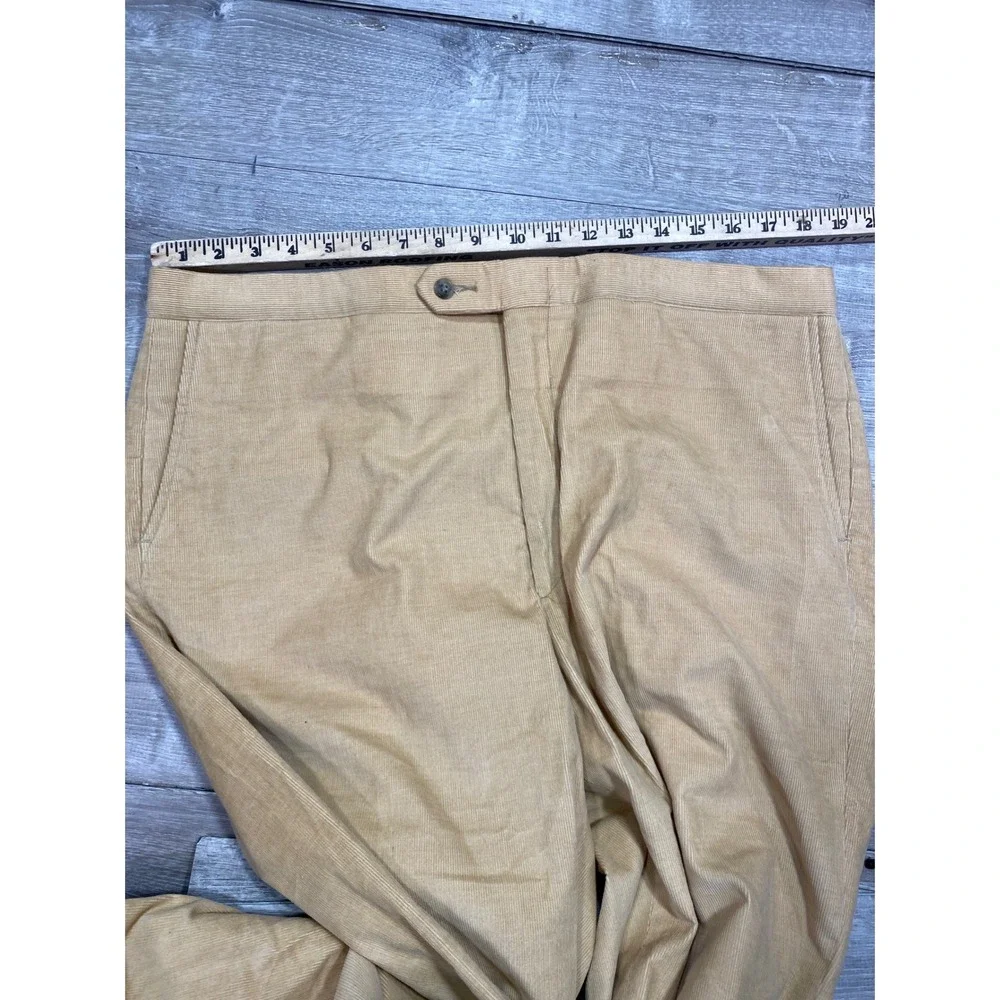 VTG Sansabelt Khaki Corduroy Flat Front Pant Mens 38x32 Pleated Cuffed Trousers